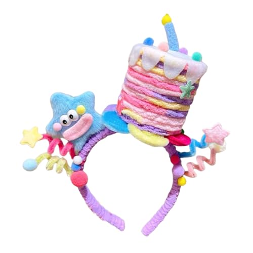 Fcnjsao Buntes Twisted Stick Geburtstagskuchen Stirnband Mit Cartoon Stern Kopfbedeckungen Weichem Stoff Haarschmuck Für Partys von Fcnjsao