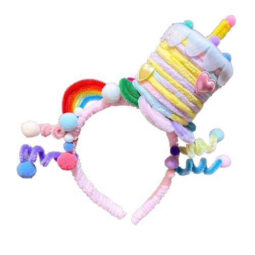 Fcnjsao Buntes Twisted Stick Geburtstagskuchen Stirnband Mit Cartoon Stern Kopfbedeckungen Weichem Stoff Haarschmuck Für Partys von Fcnjsao