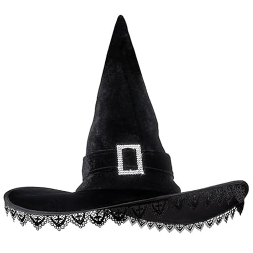 Fcnjsao Cosplay Hexenhut Halloween Karneval Fotografie Erwachsene Hexenhut mit Spitzenbesatz Party Cosplay Hut für Teenager Erwachsene von Fcnjsao