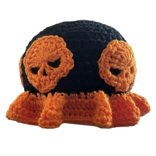 Fcnjsao Häkel-Hut für Damen, Fischerhut, Blumenmuster, Pullover, Totenkopf, Fischerhut, Unisex, Halloween, Partyhut von Fcnjsao