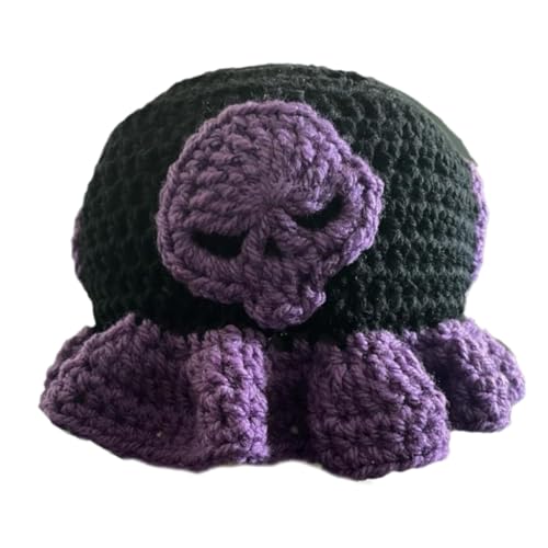 Fcnjsao Häkel-Hut für Damen, Fischerhut, Blumenmuster, Pullover, Totenkopf, Fischerhut, Unisex, Halloween, Partyhut von Fcnjsao