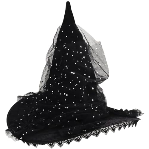 Fcnjsao Halloween-Hexenhut, zarte Pailletten, Retro-Hexenhüte für Maskerade, Mode, Erwachsene, Cosplay-Kostüm, Zubehör Fcnjsao Halloween-Hexenhut, zarte Pailletten, Retro-Hexenhüte für Maskerade, Mode, Erwachsene, Cosplay-Kostüm, Zubehör von Fcnjsao