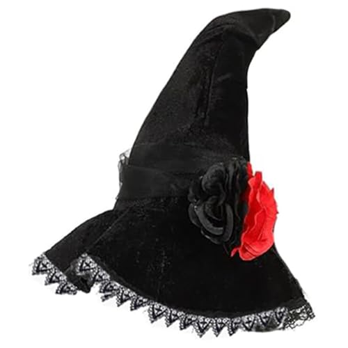 Fcnjsao Halloween Hexenhut Verstellbar Frauen Hexenhut Handgemachte Hexen Schöne Hut Halloween Kostüm Zubehör von Fcnjsao
