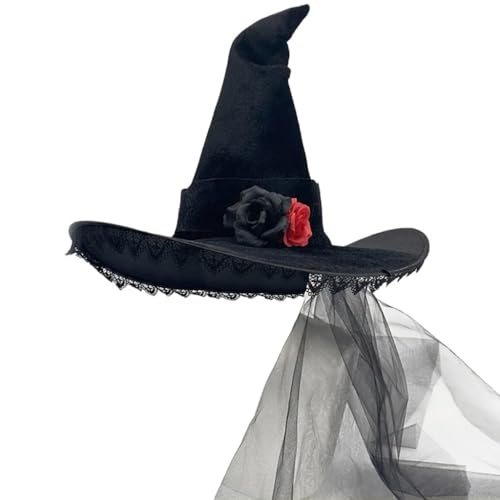 Fcnjsao Halloween Hexenhut Verstellbar Frauen Hexenhut Handgemachte Hexen Schöne Hut Halloween Kostüm Zubehör von Fcnjsao