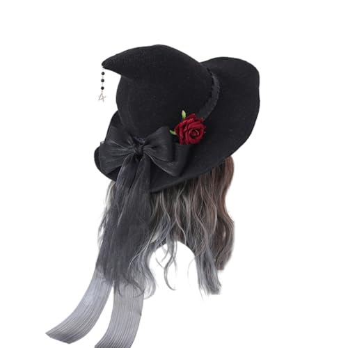 Fcnjsao Halloween-Hexenhut für Frauen mit Schleife, Blume, Lolitas, Party-Requisiten, Hut, weiblicher Zaubererhut, Cosplay-Kostümhut Fcnjsao Halloween-Hexenhut für Frauen mit Schleife, Blume, Lolitas, Party-Requisiten, Hut, weiblicher Zaubererhut, Cosplay-Kostümhut von Fcnjsao