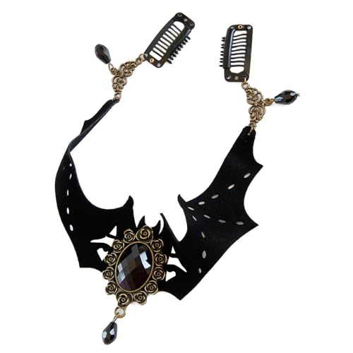Fcnjsao Halloween Kopfschmuck Gefiedertes Stirnband Fledermaus Haarnadel Halloween Kopfstück Bat Halskette Halloween Kopfkette Für Frauen Mädchen von Fcnjsao