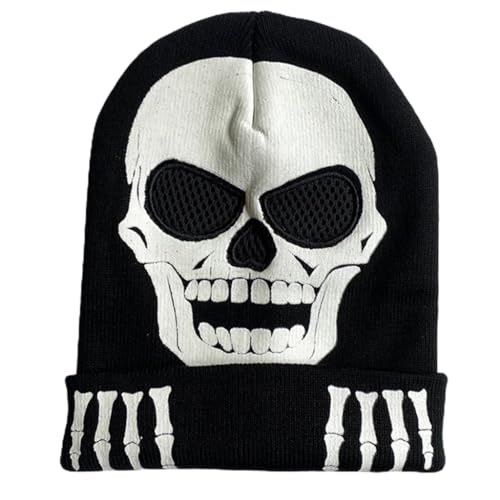 Fcnjsao Halloween-Skelett-Klauen-Handschuhe, leuchten im Dunkeln, Kostüm-Handschuhe, Totenkopf-Hut, Party-Requisiten, Handwärmer von Fcnjsao
