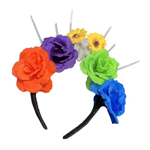 Fcnjsao Halloween Stirnbänder Der Toten Stirnband Blumenkronen Stirnband Mexikaner Kopfstück von Fcnjsao