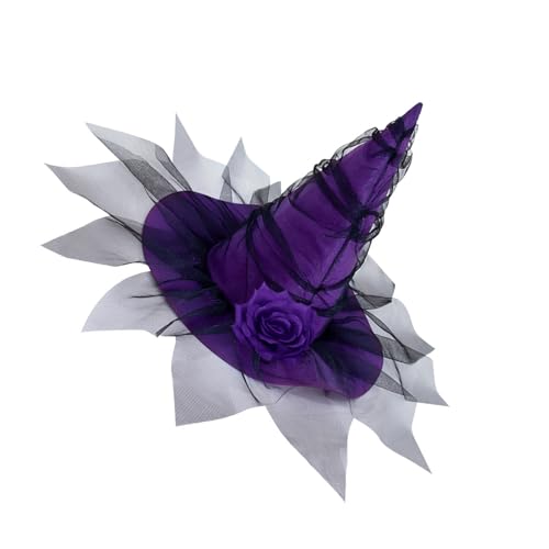 Fcnjsao Halloween Witch Hat Delicate Black Retro Assistent Für Maskerade Mode Erwachsene Cosplay Kostüm Accessoire Barockstil Party von Fcnjsao