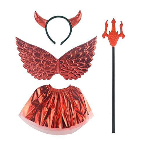 Fcnjsao Kopfbedeckung, 4 Stück, Teufelshörner, Stirnband, Rock, Flügel-Zepter, Cosplay-Kostüm, Anzug, Kopfschmuck, Halloween, Geburtstagsparty-Set Fcnjsao Kopfbedeckung, 4 Stück, Teufelshörner, Stirnband, Rock, Flügel-Zepter, Cosplay-Kostüm, Anzug, Kopfschmuck, Halloween, Geburtstagsparty-Set von Fcnjsao