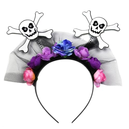 Fcnjsao Kopfbedeckung, Kopfbedeckung, Totenkopf, Blumen-Stirnband, Halloween, Skelettkranz, Stirnband, Foto-Requisiten, Haarschmuck Fcnjsao Kopfbedeckung, Kopfbedeckung, Totenkopf, Blumen-Stirnband, Halloween, Skelettkranz, Stirnband, Foto-Requisiten, Haarschmuck von Fcnjsao