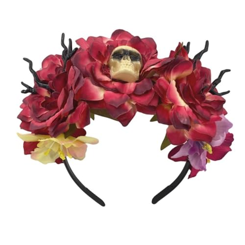 Fcnjsao Kopfbedeckung, Kunstblume und Totenkopf, dünnes Stirnband, Halloween, Haarreif, Mode, Damen, Hochzeit, Party, Fotografie, Frisur, Kopfbedeckung Fcnjsao Kopfbedeckung, Kunstblume und Totenkopf, dünnes Stirnband, Halloween, Haarreif, Mode, Damen, Hochzeit, Party, Fotografie, Frisur, Kopfbedeckung von Fcnjsao