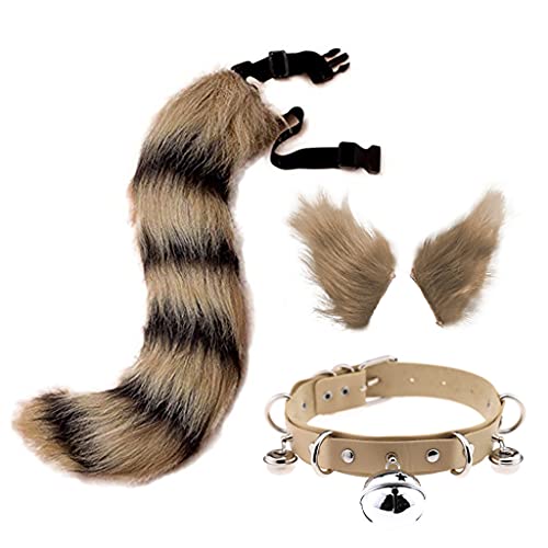 Fcnjsao Kopfbedeckung, Ohren und Schwanz, Set für Erwachsene, Wolfsohren, Schwanz, Kunstschwanz, für Erwachsene und Kinder, Halsband, Halsband, Halloween-Party-Dekoration Fcnjsao Kopfbedeckung, Ohren und Schwanz, Set für Erwachsene, Wolfsohren, Schwanz, Kunstschwanz, für Erwachsene und Kinder, Halsband, Halsband, Halloween-Party-Dekoration von Fcnjsao