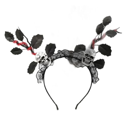 Fcnjsao Kopfbedeckung, dunkles Totenkopf-Stirnband, Halloween, Cosplay, Maskerade, Kopfbedeckung, Zubehör, zartes Laub, Spitze, Foto-Requisiten Fcnjsao Kopfbedeckung, dunkles Totenkopf-Stirnband, Halloween, Cosplay, Maskerade, Kopfbedeckung, Zubehör, zartes Laub, Spitze, Foto-Requisiten von Fcnjsao