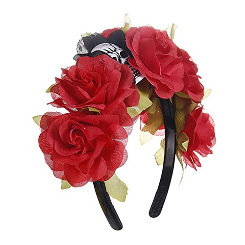 Fcnjsao Kopfbedeckung Halloween Party Stirnband mit Totenkopf Blume Stirnband Haarreifen Kopfschmuck Haarschmuck für Maskeraden Party von Fcnjsao