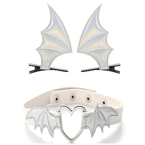 Fcnjsao Kopfbedeckung Mädchen Haarspange und Choker Set Halloween Kostüm Haarspange Halloween Fledermaus Flügel von Fcnjsao