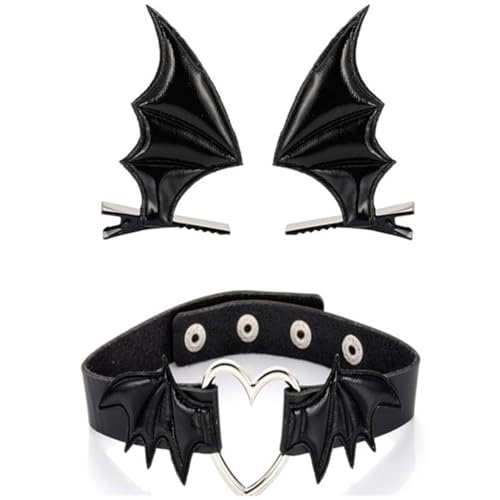 Fcnjsao Kopfbedeckung Mädchen Haarspange und Choker Set Halloween Kostüm Haarspange Halloween Fledermaus Flügel Fcnjsao Kopfbedeckung Mädchen Haarspange und Choker Set Halloween Kostüm Haarspange Halloween Fledermaus Flügel von Fcnjsao