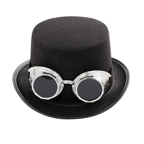 Fcnjsao Steampunk Gothic Zylinder mit abnehmbarer Brille Karneval Halloween Kappe Hüte für Damen und Herren von Fcnjsao