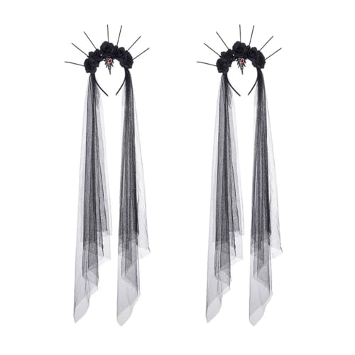 Fcnjsao Stilvolle Blumen-Haarbänder, Ornament, Halloween-Kopfschmuck, Dekoration, Halloween-Kopfbedeckung für Maskeraden und Partys von Fcnjsao