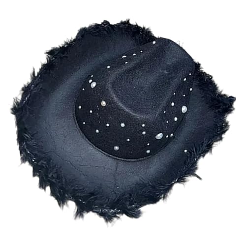 Furry Trim Strassestones Fedoras Für Bachelorettes Party Carnivals Für Frauen Männer Cosplay Kostümzubehör Party von Fcnjsao