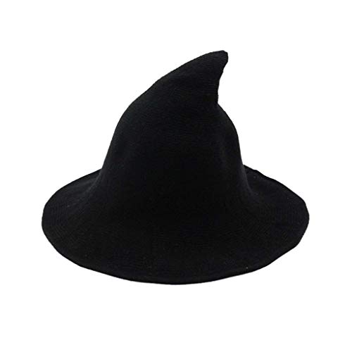 Halloween-Hexenhut, Zaubererhut, Damen, breite Krempe, Spitze, schwarz, Wolle, gestrickt, Halloween, Cosplay, Party, Maskerade, Filzhut Halloween-Hexenhut, Zaubererhut, Damen, breite Krempe, Spitze, schwarz, Wolle, gestrickt, Halloween, Cosplay, Party, Maskerade, Filzhut von Fcnjsao