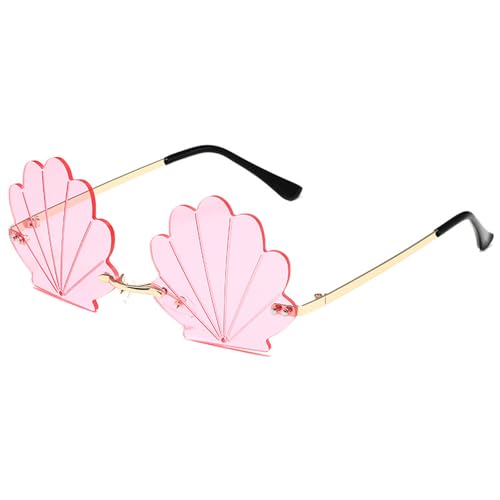 Modische randlose Muschel-Sonnenbrille mit lustigen Designs für Partys und Musik-Festivals, Kostümzubehör von Fcnjsao