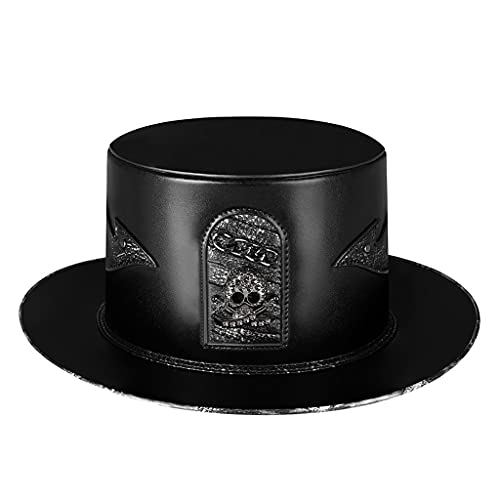 Steampunk Kostüm Doktor Hut Leder Top Flacher Hut für Halloween Requisiten von Fcnjsao