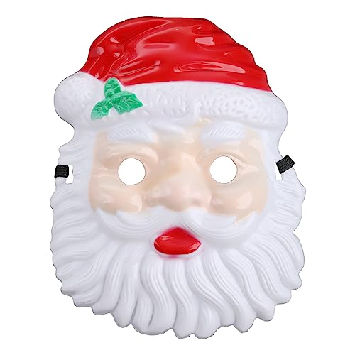 Weihnachtsmann Vollgesicht Weißhaar Bartkappe Kunststoff Unisex Weihnachtsmann Niedlich Lustig Santa Cosplay Kostüme Kunststoff von Fcnjsao
