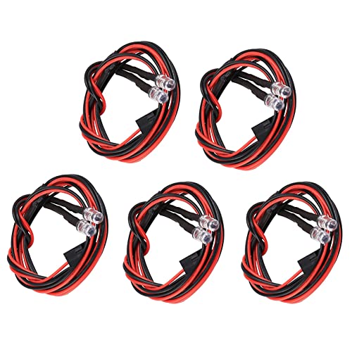 Fcuajdkq 5 Stück 2 LED-Leuchten 5 mm 2 rote Lichter für 1/8 1/10 Axial SCX10 TRX4 D90 Redcat RC Car von Fcuajdkq