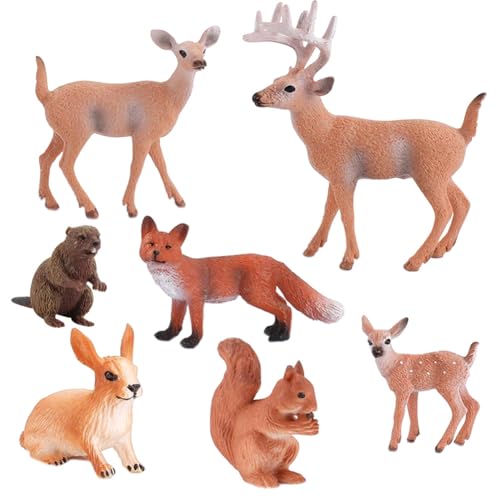 Fcuajdkq 7 Stück Tierfiguren, Waldkreaturen, Miniatur-Spielzeug, Kuchendekoration, Heimdekoration von Fcuajdkq