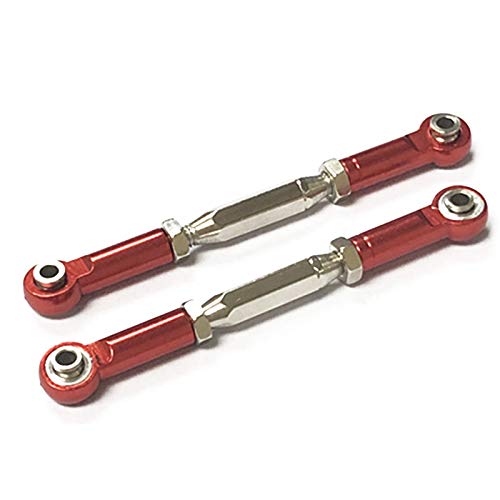 Fcuajdkq Slash aus Aluminium mit Zehenkappe, Camber-Link, 85 mm - 97 mm, M3, zusammengebaut, Stangenenden, Hohlkugeln, links rechts, Rot von Fcuajdkq