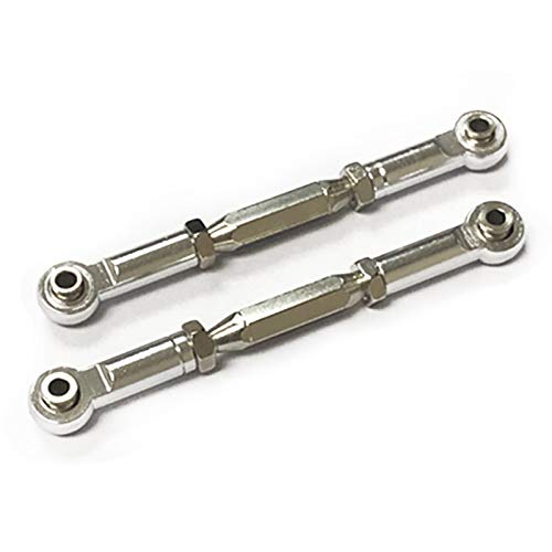 Fcuajdkq Slash für Aluminium-Lenkrad, Zehenkappe, Camber-Link, 85 mm - 97 mm, M3, mit Stangenenden, hohlen Kugeln, links rechts, Silber von Fcuajdkq