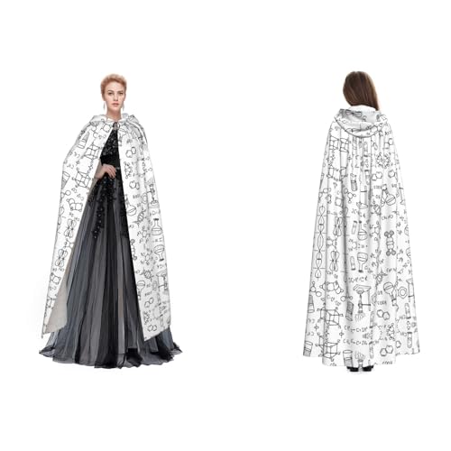 Fdfekgvplp Chemie-Druck, bedruckter Kapuzenumhang, Halloween, Mittelalter-Kostüm, Erwachsene, Cosplay, langer Umhang für Damen und Herren von Fdfekgvplp