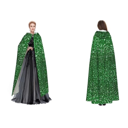 Fdfekgvplp Grüner Pailletten-Umhang mit Kapuze, für Halloween, Mittelalter-Kostüm, Erwachsene, Cosplay, langer Umhang für Damen und Herren Fdfekgvplp Grüner Pailletten-Umhang mit Kapuze, für Halloween, Mittelalter-Kostüm, Erwachsene, Cosplay, langer Umhang für Damen und Herren von Fdfekgvplp