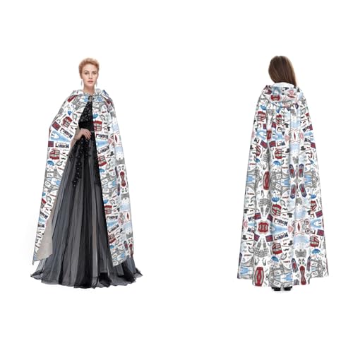 Fdfekgvplp London bedruckter Kapuzenumhang, Halloween, Mittelalter-Kostüm, Erwachsene, Cosplay, langer Umhang für Damen und Herren Fdfekgvplp London bedruckter Kapuzenumhang, Halloween, Mittelalter-Kostüm, Erwachsene, Cosplay, langer Umhang für Damen und Herren von Fdfekgvplp
