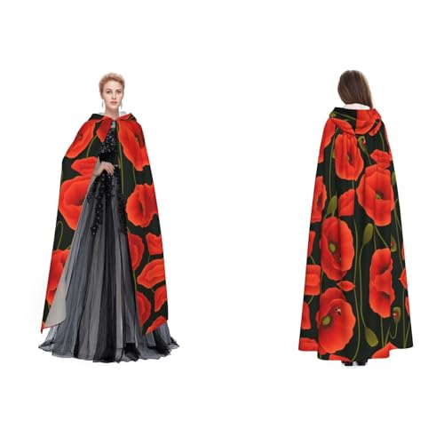 Fdfekgvplp Mohnblumen-Umhang mit Kapuze, Halloween, Mittelalter-Kostüm, Erwachsene, Cosplay, langer Umhang für Damen und Herren Fdfekgvplp Mohnblumen-Umhang mit Kapuze, Halloween, Mittelalter-Kostüm, Erwachsene, Cosplay, langer Umhang für Damen und Herren von Fdfekgvplp