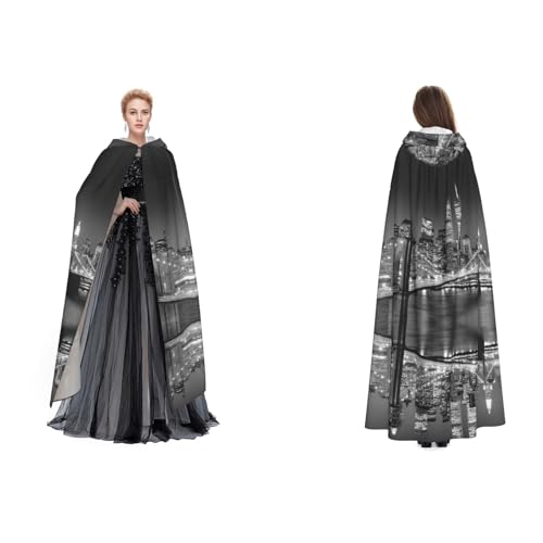 Fdfekgvplp New York bedruckter Kapuzenumhang Halloween Mittelalter Kostüm Erwachsene Cosplay langer Umhang für Damen und Herren von Fdfekgvplp