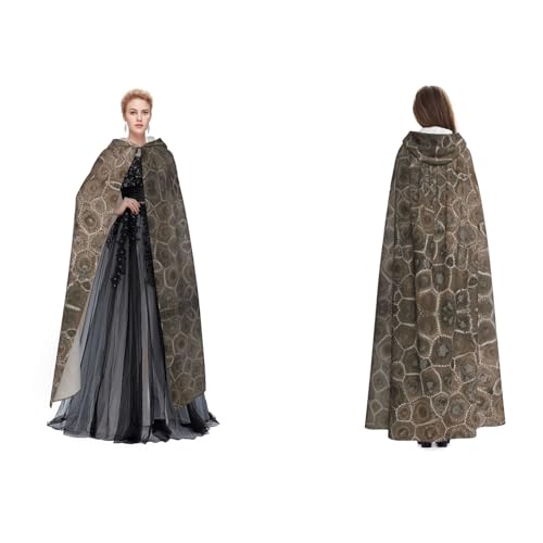 Fdfekgvplp Petoskey Umhang mit Kapuze und Steindruck, Halloween, Mittelalter-Kostüm, Erwachsene, Cosplay, langer Umhang für Damen und Herren von Fdfekgvplp
