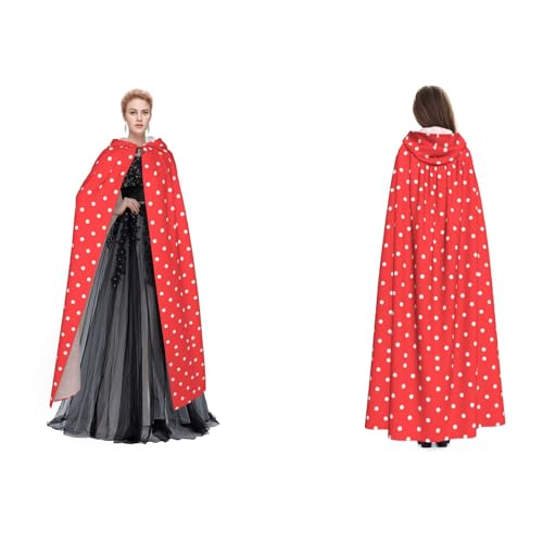 Fdfekgvplp Rote und weiße gepunktete Kapuzenumhang, Halloween, Mittelalter-Kostüm, Erwachsene, Cosplay, langer Umhang für Damen und Herren Fdfekgvplp Rote und weiße gepunktete Kapuzenumhang, Halloween, Mittelalter-Kostüm, Erwachsene, Cosplay, langer Umhang für Damen und Herren von Fdfekgvplp