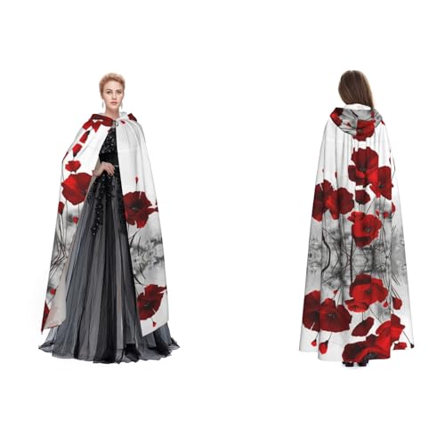 Fdfekgvplp Roter Mohnblumen-Umhang mit Kapuze, Halloween, Mittelalter-Kostüm, Erwachsene, Cosplay, langer Umhang für Damen und Herren Fdfekgvplp Roter Mohnblumen-Umhang mit Kapuze, Halloween, Mittelalter-Kostüm, Erwachsene, Cosplay, langer Umhang für Damen und Herren von Fdfekgvplp