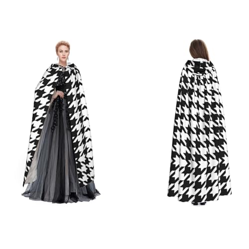 Fdfekgvplp Schwarzer bedruckter Kapuzenumhang mit Hahnentrittmuster, Halloween, Mittelalter-Kostüm, Erwachsene, Cosplay, langer Umhang für Damen und Herren Fdfekgvplp Schwarzer bedruckter Kapuzenumhang mit Hahnentrittmuster, Halloween, Mittelalter-Kostüm, Erwachsene, Cosplay, langer Umhang für Damen und Herren von Fdfekgvplp