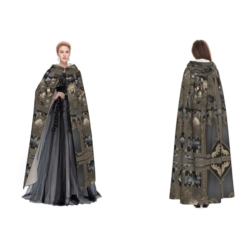 Fdfekgvplp Steampunk-Umhang mit mechanischer Zahnräder, bedruckt, mit Kapuze, Halloween, Mittelalter-Kostüm, Erwachsene, Cosplay, langer Umhang für Damen und Herren Fdfekgvplp Steampunk-Umhang mit mechanischer Zahnräder, bedruckt, mit Kapuze, Halloween, Mittelalter-Kostüm, Erwachsene, Cosplay, langer Umhang für Damen und Herren von Fdfekgvplp