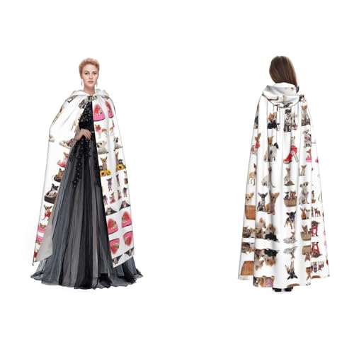 Fdfekgvplp Süßer Chihuahua-Mops-Muster, bedruckter Kapuzenumhang, Halloween, Mittelalter-Kostüm, Erwachsene, Cosplay, langer Umhang für Damen und Herren Fdfekgvplp Süßer Chihuahua-Mops-Muster, bedruckter Kapuzenumhang, Halloween, Mittelalter-Kostüm, Erwachsene, Cosplay, langer Umhang für Damen und Herren von Fdfekgvplp