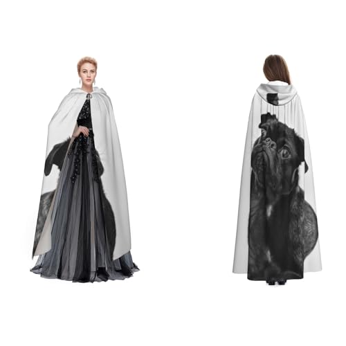 Fdfekgvplp Süßer schwarzer Mops-Umhang mit Kapuze, für Halloween, Mittelalter-Kostüm, Erwachsene, Cosplay, langer Umhang für Damen und Herren Fdfekgvplp Süßer schwarzer Mops-Umhang mit Kapuze, für Halloween, Mittelalter-Kostüm, Erwachsene, Cosplay, langer Umhang für Damen und Herren von Fdfekgvplp