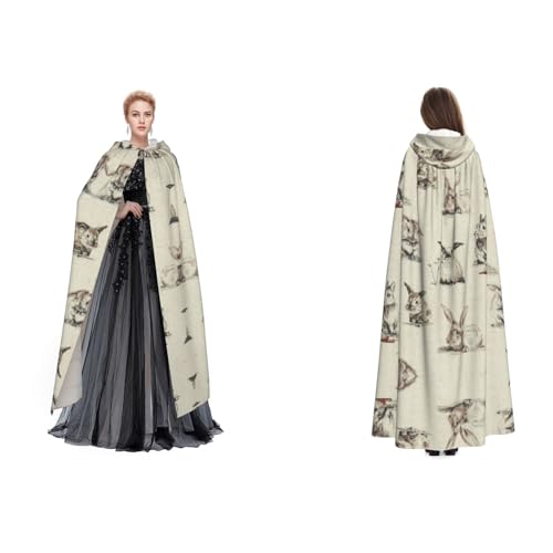 Fdfekgvplp Umhang mit Kaninchen-Hintergrund, bedruckt, mit Kapuze, Halloween, Mittelalter-Kostüm, Erwachsene, Cosplay, langer Umhang für Damen und Herren Fdfekgvplp Umhang mit Kaninchen-Hintergrund, bedruckt, mit Kapuze, Halloween, Mittelalter-Kostüm, Erwachsene, Cosplay, langer Umhang für Damen und Herren von Fdfekgvplp