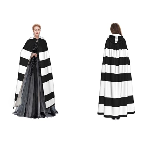 Fdfekgvplp Umhang mit Kapuze, gestreift, schwarz, weiß, bedruckt, Halloween, Mittelalter-Kostüm, Erwachsene, Cosplay, langer Umhang für Damen und Herren Fdfekgvplp Umhang mit Kapuze, gestreift, schwarz, weiß, bedruckt, Halloween, Mittelalter-Kostüm, Erwachsene, Cosplay, langer Umhang für Damen und Herren von Fdfekgvplp