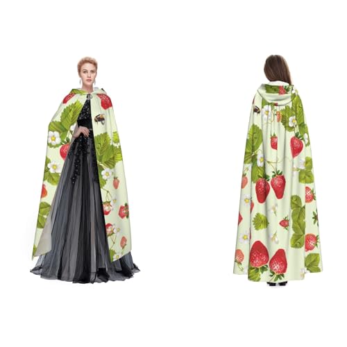 Fdfekgvplp Umhang mit Kapuze und Erdbeermotiv, Halloween, Mittelalter-Kostüm, Erwachsene, Cosplay, langer Umhang für Damen und Herren Fdfekgvplp Umhang mit Kapuze und Erdbeermotiv, Halloween, Mittelalter-Kostüm, Erwachsene, Cosplay, langer Umhang für Damen und Herren von Fdfekgvplp