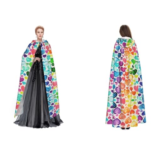 Fdfekgvplp Umhang mit Regenbogenherzen und Kapuze, für Halloween, Mittelalter-Kostüm, Erwachsene, Cosplay, langer Umhang für Damen und Herren Fdfekgvplp Umhang mit Regenbogenherzen und Kapuze, für Halloween, Mittelalter-Kostüm, Erwachsene, Cosplay, langer Umhang für Damen und Herren von Fdfekgvplp