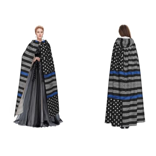 Fdfekgvplp Umhang mit amerikanischer dünner blauer Linie, bedruckt, mit Kapuze, Halloween, Mittelalter-Kostüm, Erwachsenenkostüm, Cosplay, langer Umhang für Damen und Herren Fdfekgvplp Umhang mit amerikanischer dünner blauer Linie, bedruckt, mit Kapuze, Halloween, Mittelalter-Kostüm, Erwachsenenkostüm, Cosplay, langer Umhang für Damen und Herren von Fdfekgvplp