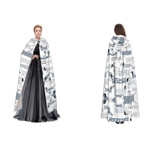 Fdfekgvplp Umhang mit süßem Dackel, bedruckt, mit Kapuze, Halloween, Mittelalter-Kostüm, Erwachsene, Cosplay, langer Umhang für Damen und Herren von Fdfekgvplp